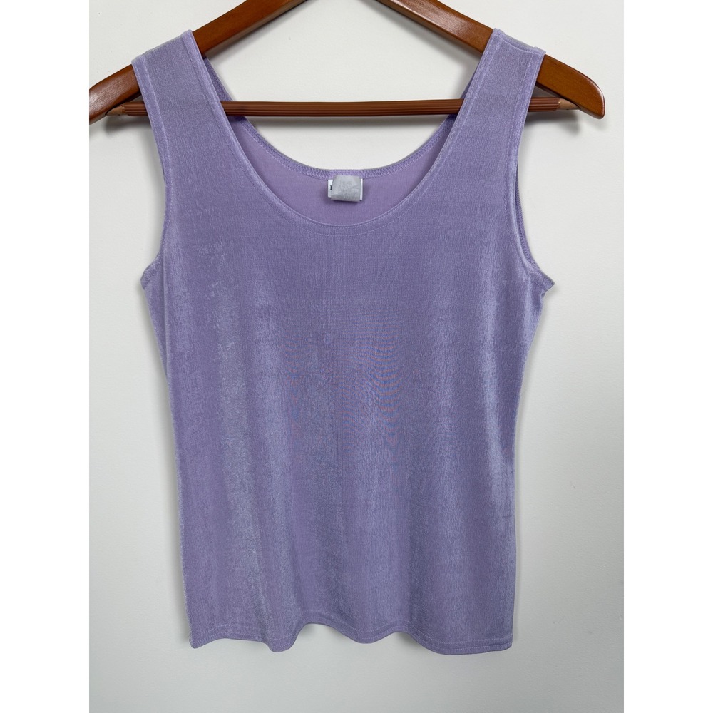 Vintage Shimmer Tank Top Womens XL Lavender Purple Scoop Neck Made in USA